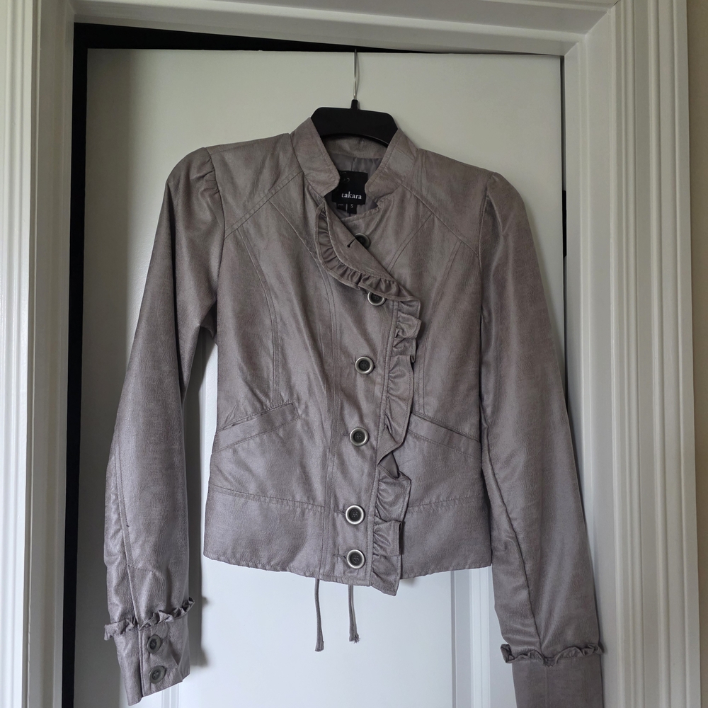 Takara Ruffled Taupe Blazer
